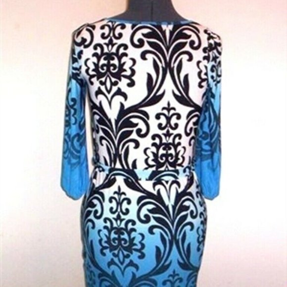 LOILA Small Paisley O’ Neck Elastic Puff Long Sleeve Belted Short Dress - Picture 11 of 11